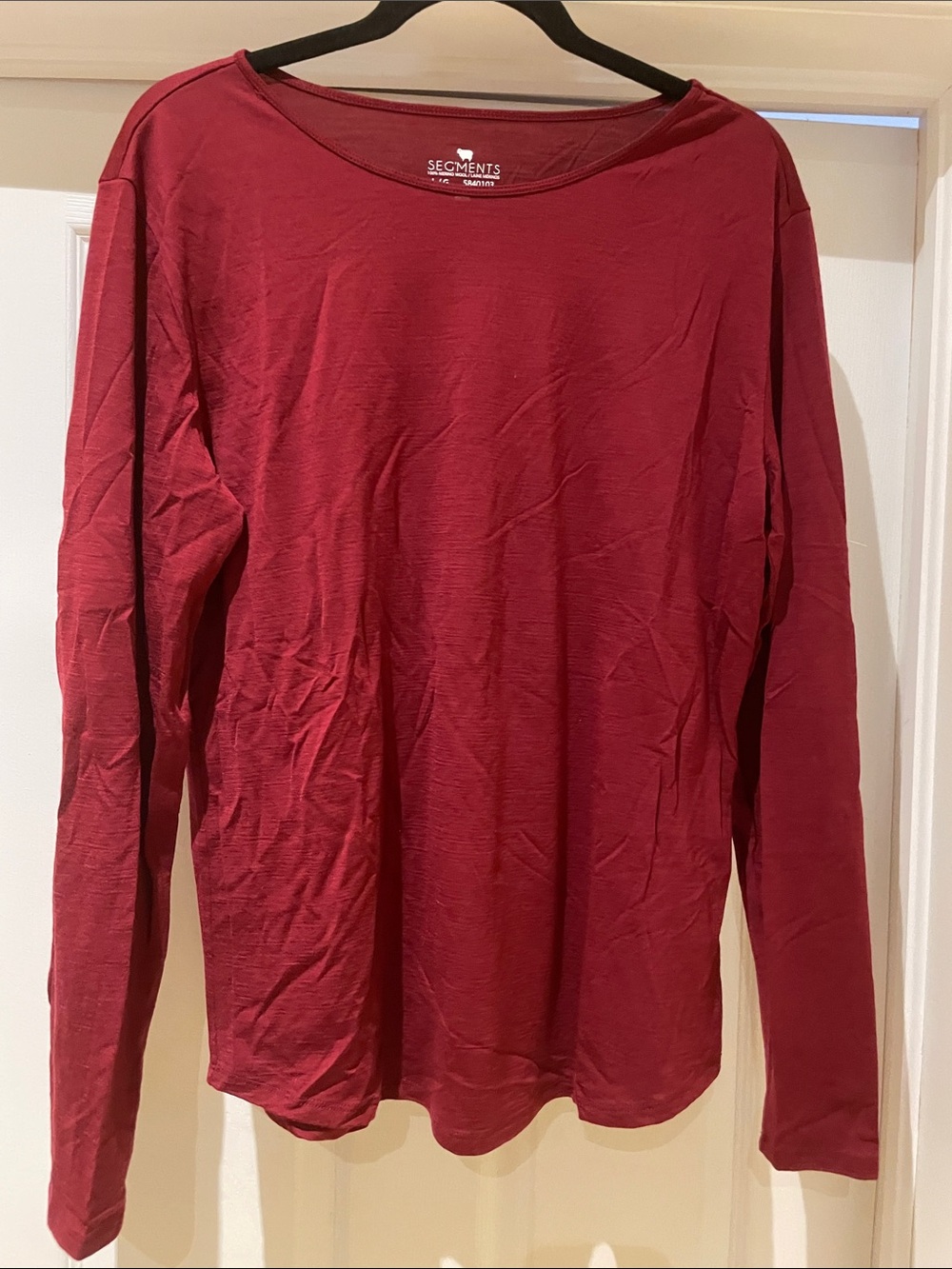 Segments 100% Merino Wool Burgundy Long Sleeve Top L Minimalist Layering